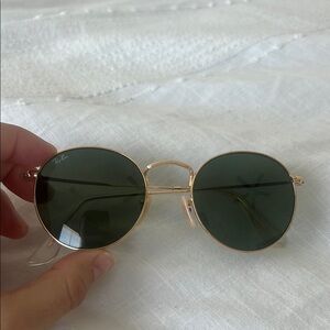 Ray-Ban Gold Frame Sunglasses with Dark Lenses RB3447